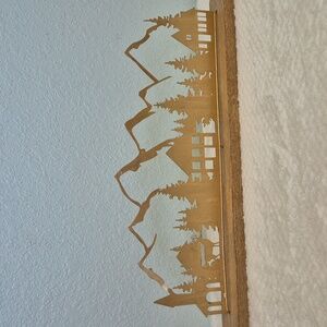 Metal Mountain Village and Tree Silhouette cutout decor